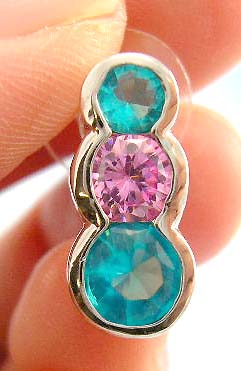 online cubic zirconia jewelry shopping wholesale distribute pink and aqua cz earring