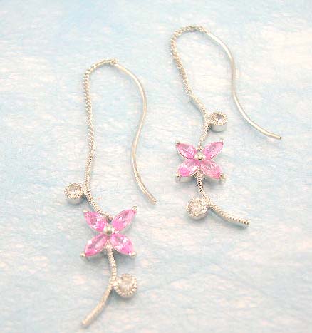 online cz wholesale shop distribute flower shaped threader cz earring
