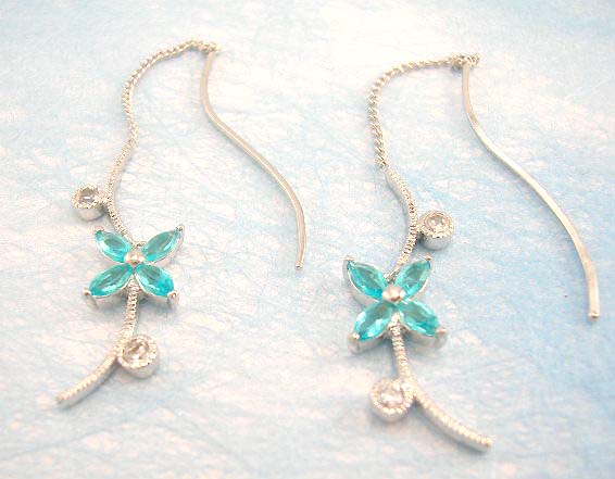 online cz wholesale shop distribute flower shaped threader cz earring