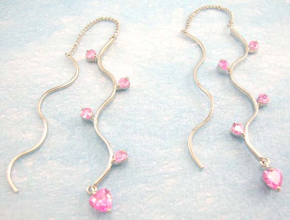 wholesale online shop distribute orange/blue/pink/purple threader cz earring