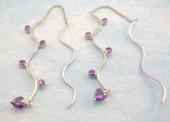 wholesale online shop distribute orange/blue/pink/purple threader cz earring