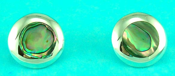 wholesale jewelry supplier manufactured seashell inlaid sterling silver seashell earring in rounded shape