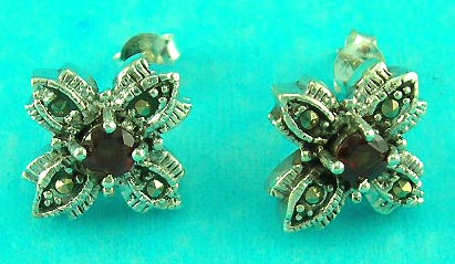 wholesale jewelry online fashion shop distribute sterling silver flower shaped marcasite stone earring 