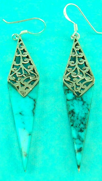 below wholesale jewelry store supplies sterling silver seashell/gemstone triangle earring 