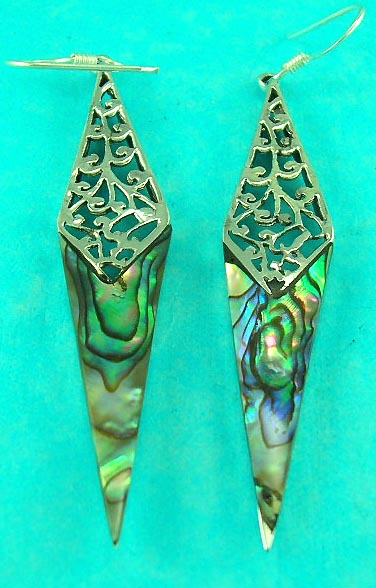 below wholesale jewelry store supplies sterling silver seashell/gemstone triangle earring 