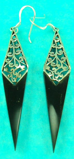 below wholesale jewelry store supplies sterling silver seashell/gemstone triangle earring 