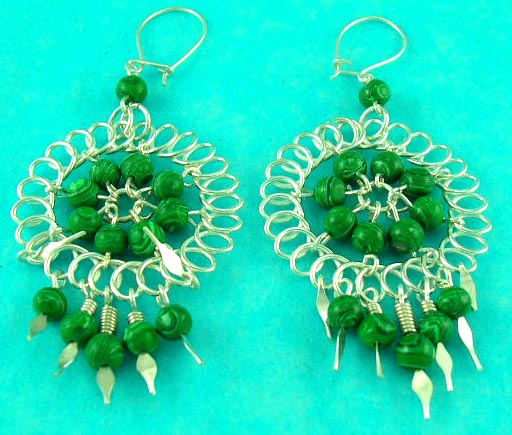 auction fashion costume jewelry 925 sterling silver manufactured wild style green gemstone earring 