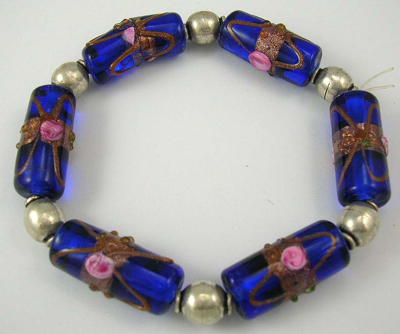 design jewelry online supplies dark blue bracelet with beaded decoration