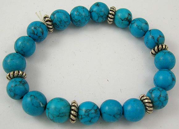 fashion jewelry online wholesale distribute reconstructed turquoise and bali bead charm bracelet 