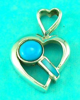 fashion costume jewelry shop delivers heart shaped pendant inlaid with aqua gemstone, great for valentine gifts 