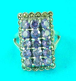 online cheap jewelry partners distribute man-made diamond fashion ring in purple with unique rectangular shape    