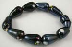 fantasy jewelry online wholesale delivers oval round onyx beaded bracelet with flower pattern 